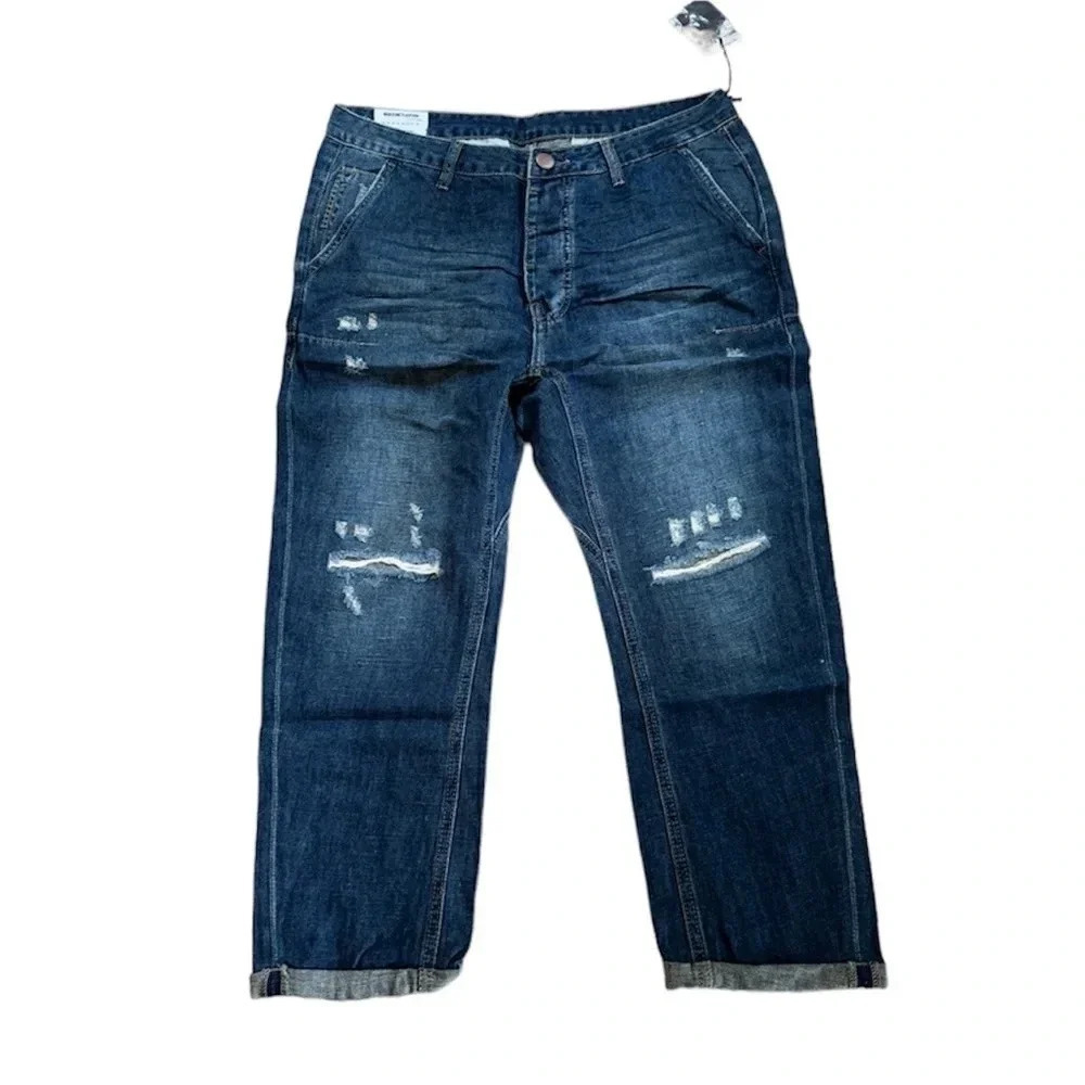 NWT One Teaspoon Mr. Browns Linen Blend Relaxed Leg Indigo Jeans